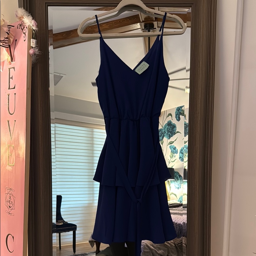 Judith March Blue Spaghetti Strap Mini Sundress